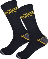 20 PACK Werksokken - Katoen - Maat 43-46 - Zwart | Anti-Slip - Sokken Heren - Sokken Dames