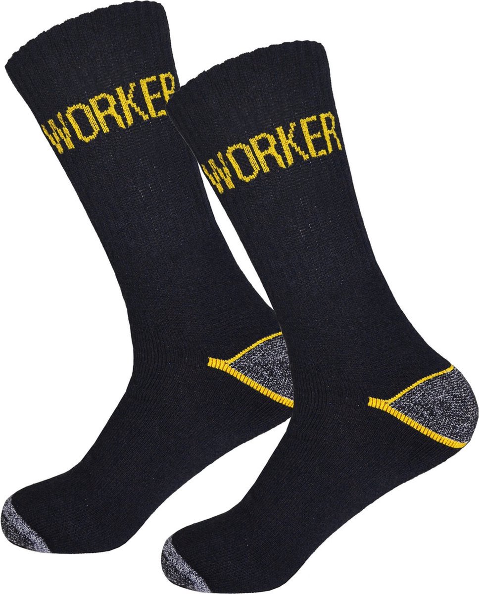 20 PACK Werksokken - Katoen - Maat 43-46 - Zwart | Anti-Slip - Sokken Heren - Sokken Dames - Work