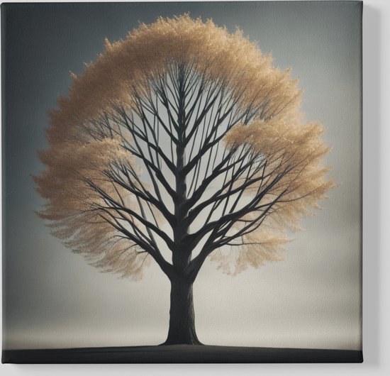 Canvas Schilderij - Eenzame boom - Vierkant - 100x100x2 cm
