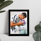 Cristiano Ronaldo Art – Signature imprimée – 10 x 15 cm – Dans un cadre Zwart Classique – Juventus