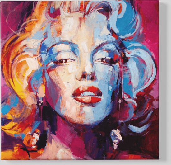 Canvas Schilderij - Marilyn Monroe - Kunst - 100x100x2 cm