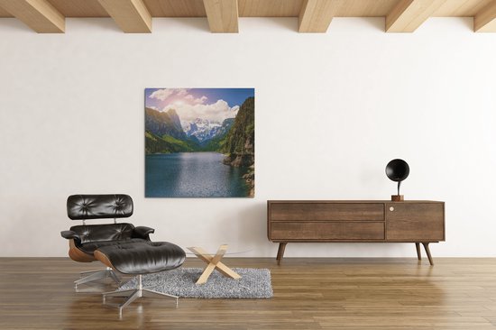Canvas Schilderij - Landschap - Het Meer - Natuur - Vierkant Schilderij - 100x100x2 cm