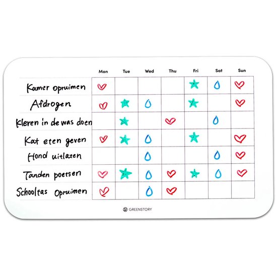 GreenStory - Sticky Whiteboard - Planificateur de récompenses pour enfants - Tableau de récompense - système de récompense