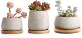 Rachel 's Mini-bloempot, 9 cm, serie cement, potten voor vetplanten en cactussen, rond, Set van 3