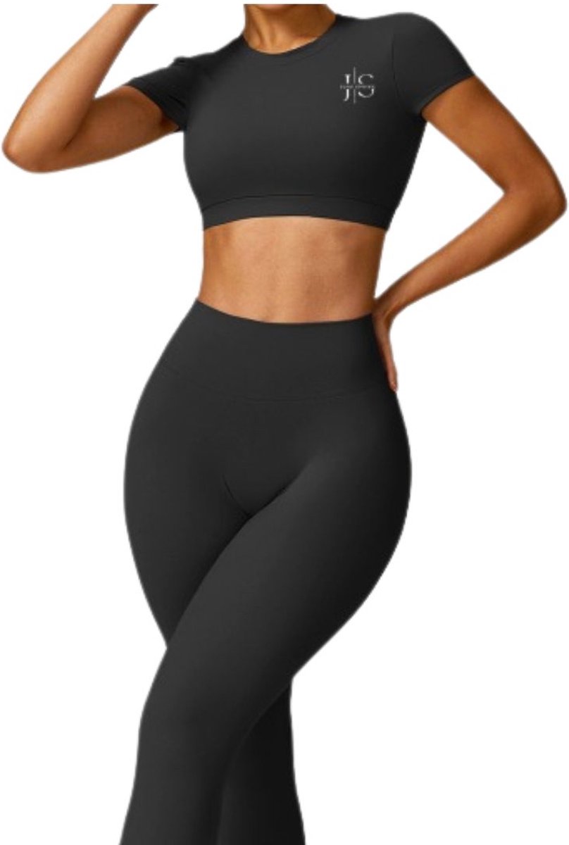June Spring - Sport T-Shirt - Maat S/Small - Kleur: Zwart - Zwart Sportshirt - Vocht afvoerend - Flexibel - Comfortabel - Gemaakt van hoogwaardige kwaliteit
