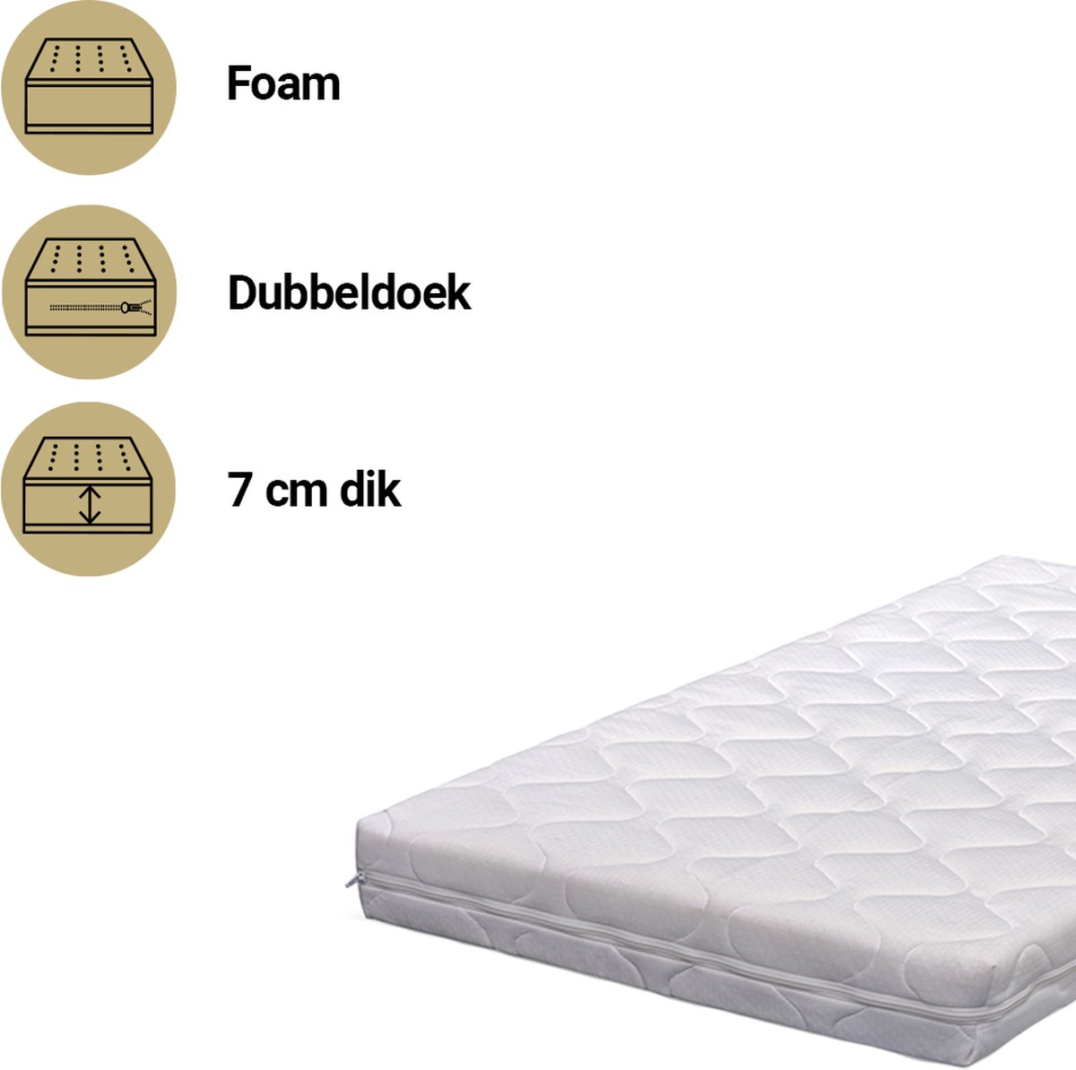 Image of ABZ Superior Comfort Wieg Matras - Polyether Bruine Beer - 40x80x7 cm - Babymatras
