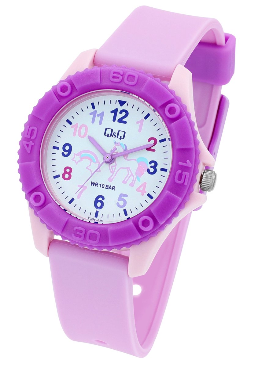 QQ-Kinder horloge-Unicorn-Lila-Paars-35mm kast-10bar waterdicht