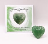 Hart Groene Aventurijn met Kaartje - Edelsteen - Kristal - Cadeau - Geschenk - Gift - Groen - Natuursteen - Bescherming - Kalmering - Rust - Hartje - Liefde - Heart