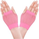 Go Go Gadget - Net handschoenen - Kort - Vingerloos - 1 paar - Licht Roze