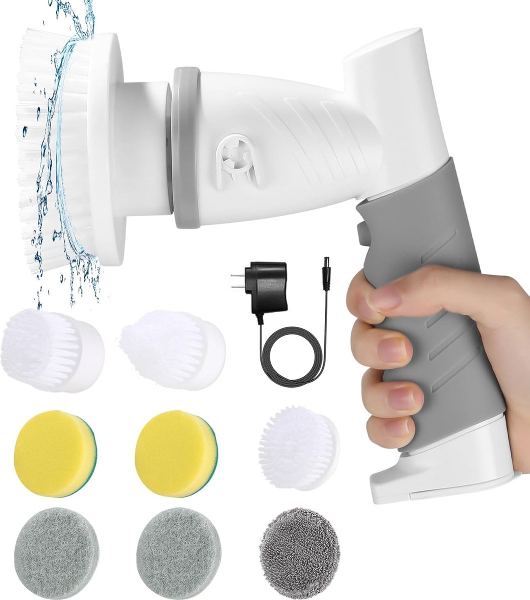 Goedkoopste Elektrische schoonmaakborstel - Elektrische schrobborstel - Reinigingsborstel - Scrubber - Oplaadbaar - Diverse opzetstukken - IPX6 Waterproof