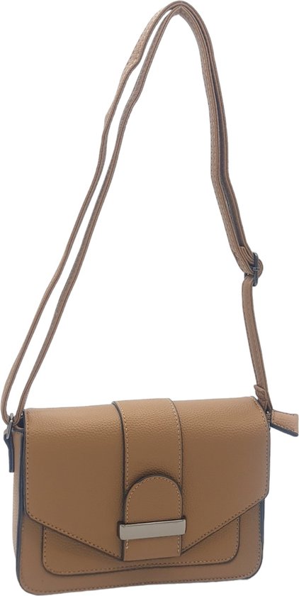 AmbraModa Italiaans echt lederen handtas schoudertas crossbody tas citybag crossover voor vrouwen GL007 (Oranje