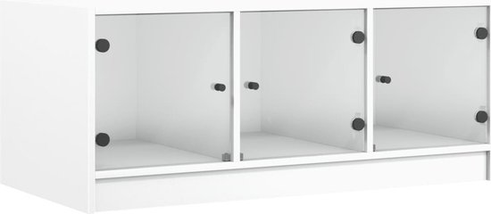 vidaXL - Salontafel - met - glazen - deuren - 102x50x42 - cm - wit