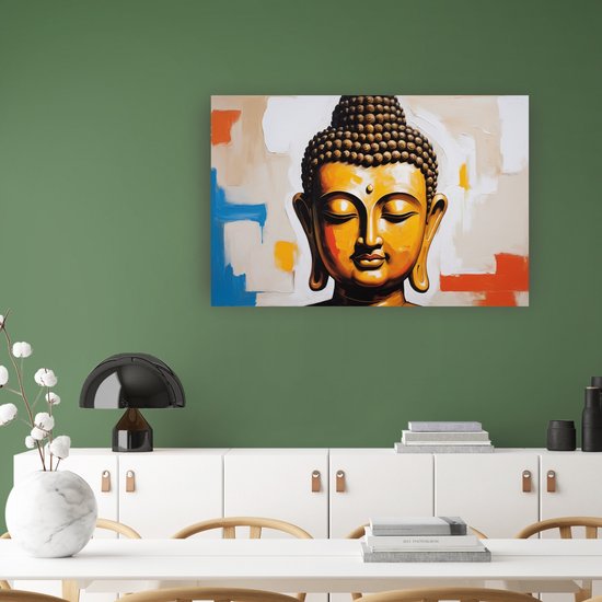 Abstracte Schilderijen Gouden Boeddhabeeld Canvas Posters en Prints
