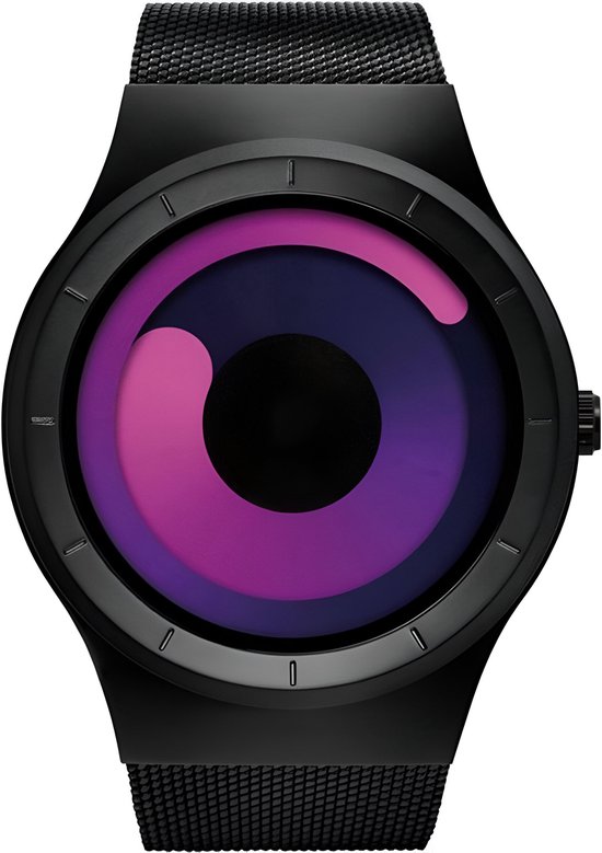 SINOBI 3.0 - Original Smartwatch - Montre homme - Montre à Quartz avec bracelet en acier (noir + violet) - Aiguilles lumineuses