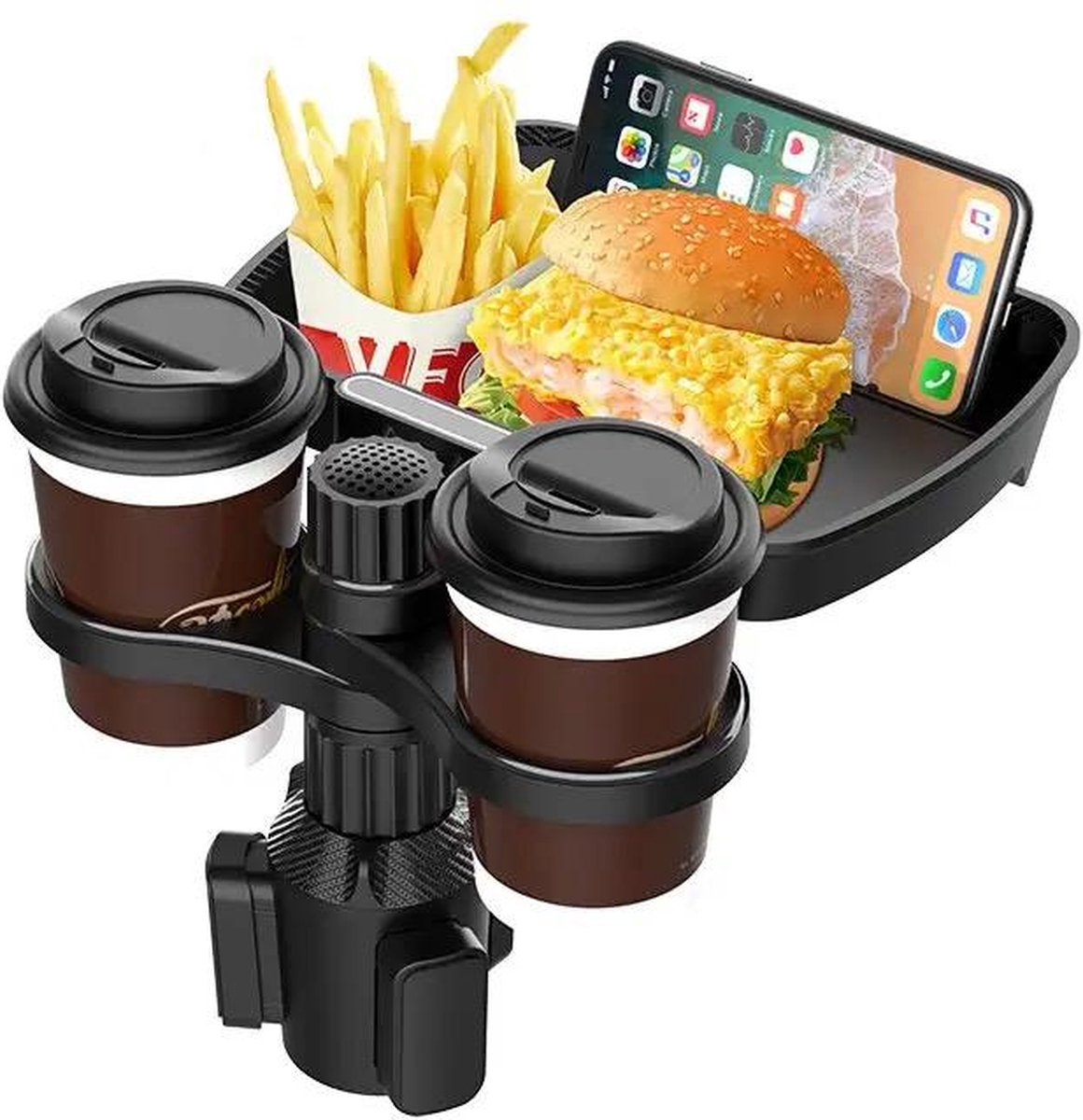 3-in-1 autohouder - Bekerhouder - Eten houder - Telefoonhouder - Reistafel - 360 graden - Auto-Organizer - Auto - Bus - Camper - Vrachtwagen - Date idee