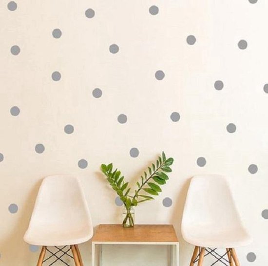 Little Deco muurstickers, stippen, voor babykamer, 92 stuks, wanddecoratie voor kinderkamer, zelfklevende kleefpunten, cirkels in beige, blauw, grijs, set wandopkleefsticker, wanddecoratie DL925-16