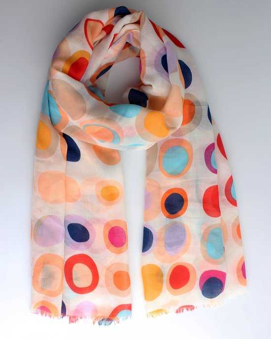 Rianne scarf- Accessories Junkie Amsterdam- Sjaal dames- Sjaaltje- Lange sjaal- Katoen-Wrap-Shawl- Cosy chic- Cadeau- Grafische print- Multi kleuren