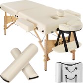 Table de massage avec matelas de 7,5 cm de hauteur + coussins roulants beiges et sac de transport