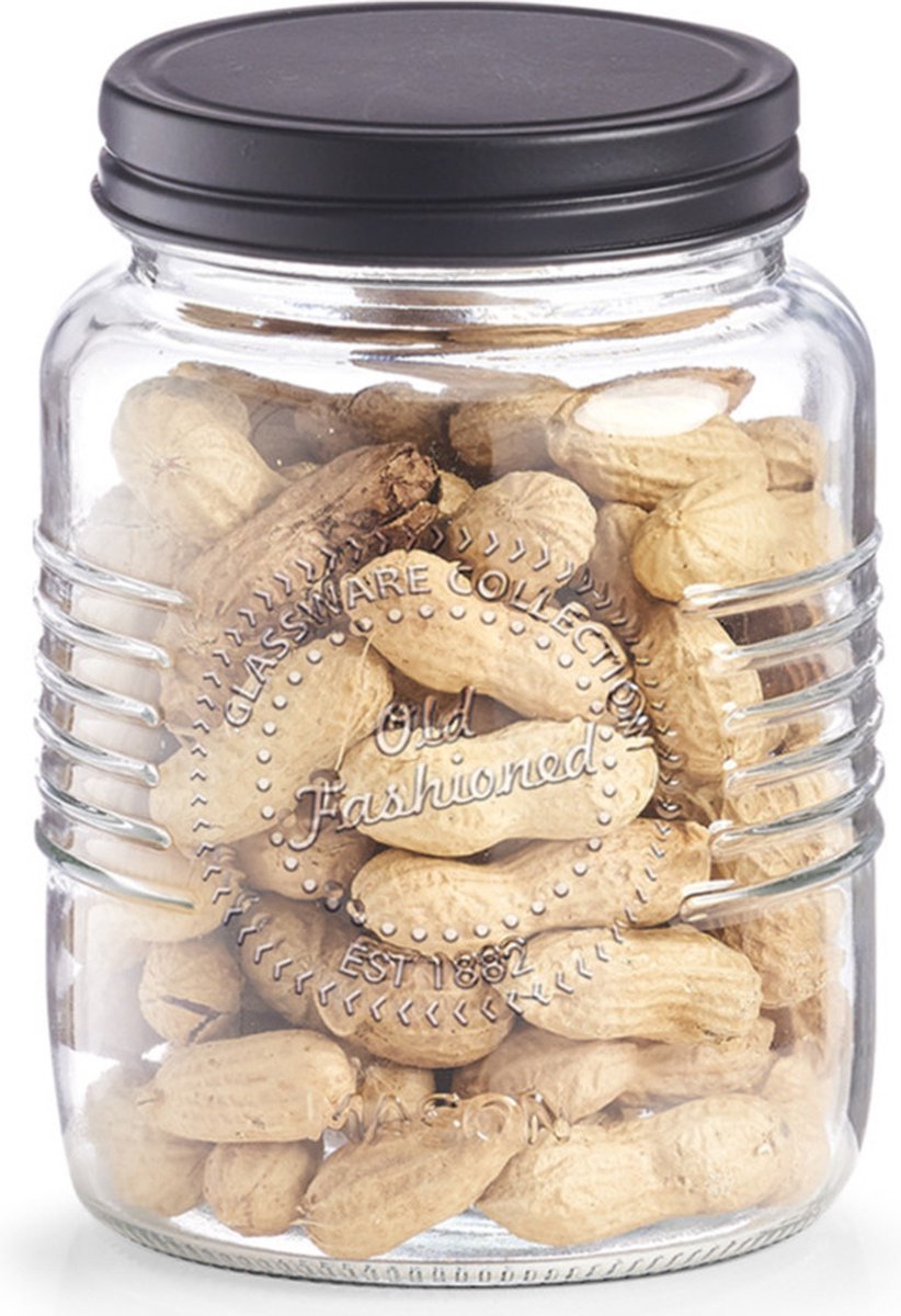 Zeller Voorraadpot Coffee - 1300 Ml, Roestvrij Staal Met Glas Binnenkant, Voor Koffie, Thee Of Keukenvoorraden