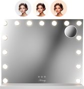 Honny make up spiegel met verlichting - Make up spiegel - Make up spiegel met licht - 58 cm x 46 cm - 3 licht standen - make up spiegel met led verlichting
