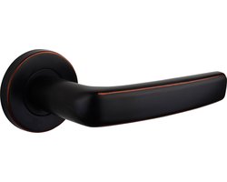 Lavuzo deurkruk Norcia Zwart/Brons met rond rozet | Per Set | Deurklink met rozet