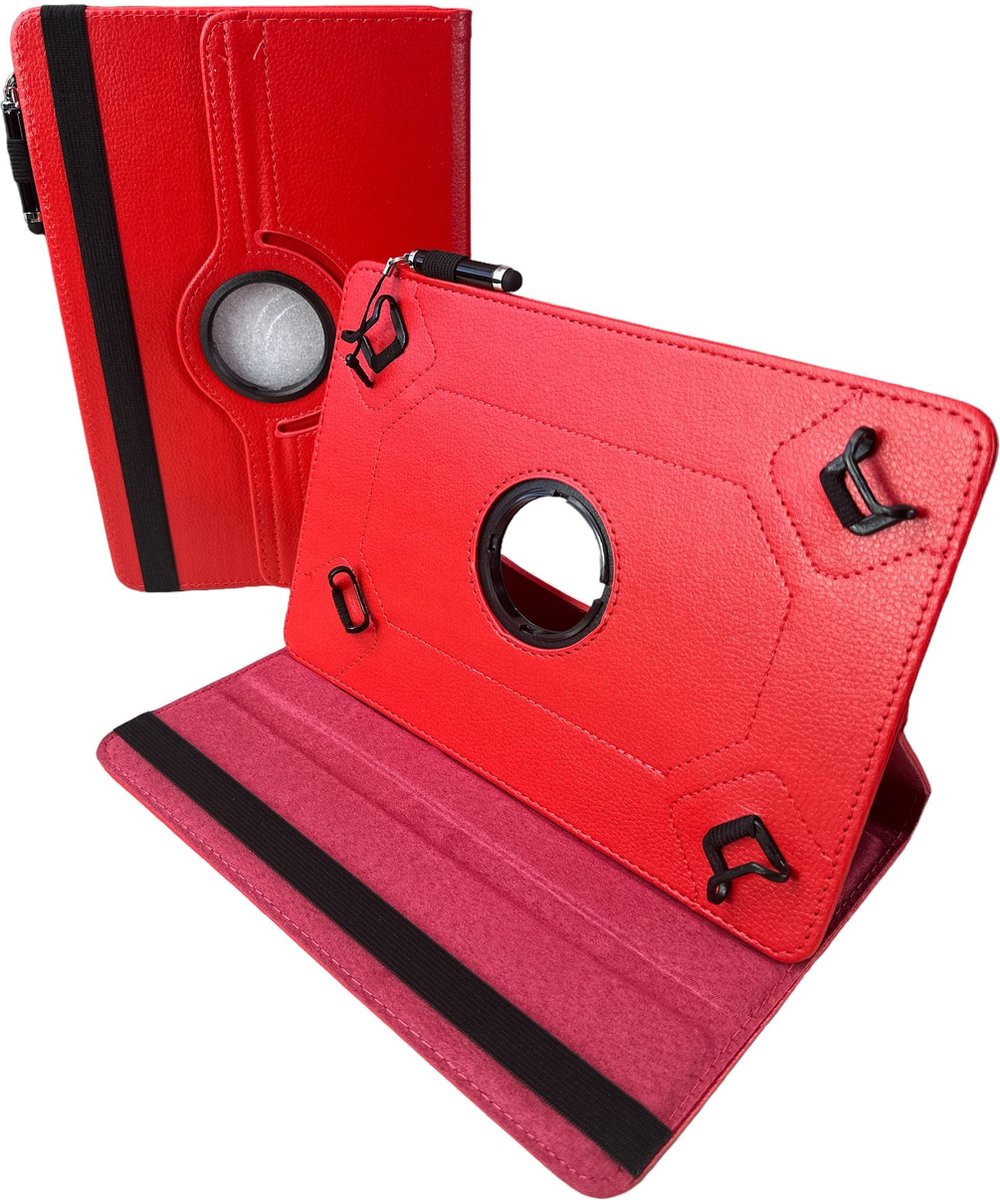 Universele Tablet Hoes voor 10 inch Tablet - 360° draaibaar - Rood Geschikt voor: Teclast/Huawei/Blackview/Asus/Lenovo/Fusion/Vankyo/Fire/DOOGEE/Hipad/Xiaomi/BOOX/PRITOM/TCL/OPPO Android Pad Tablets