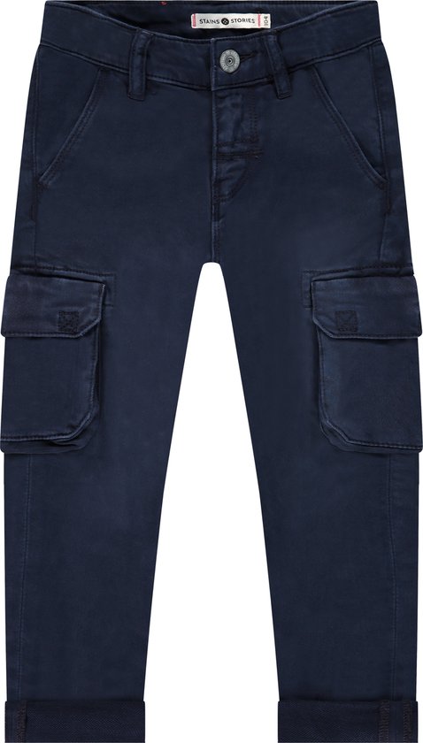 Stains and Stories boys worker pants Jongens Broek - dark royal - Maat 116