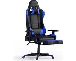 foto van GAME HERO® Winner X1 Gaming Stoel Verstelbare Armleuningen - Gamestoel Met Voetsteun - Blauw