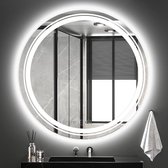 AllinShop® - Miroir Hollywood - Miroir de salle de bain - Miroir avec Siècle des Lumières - Sans buée - Miroir avec lumière - Rond - Avec LED - Anti-buée - Anti-buée - Miroir à intensité variable - 60x60CM