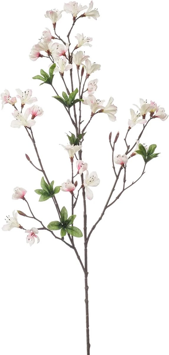 Emerald Kunstbloem Azalea bloesem - 90 cm - creme/roze - Kunst zijdebloemen Lichtroze