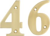 AMIG Huisnummer 46 - massief messing - 10cm - incl. bijpassende schroeven - gepolijst - goudkleur