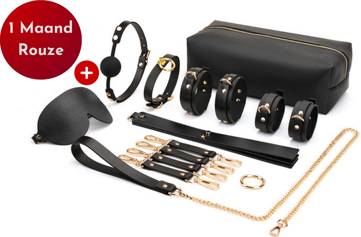 Goedkoopste Toys Hub® Premium BDSM Set voor Koppels – Gratis 1 Maand Spannende Luisterverhalen & Ebook BDSM Basics - Hoogwaardig Leer - Bondage – Voor Beginners & Ervaren - Oogmasker – Zweep - BDSM Extreme – Sex Toys voor Koppels - Premium Opbergzak