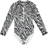 Beach & Bandits - Maillot de bain anti-UV pour fille - Manches longues - UPF50+ - Poisson Zebra - Zwart/ Wit - taille 116-122cm