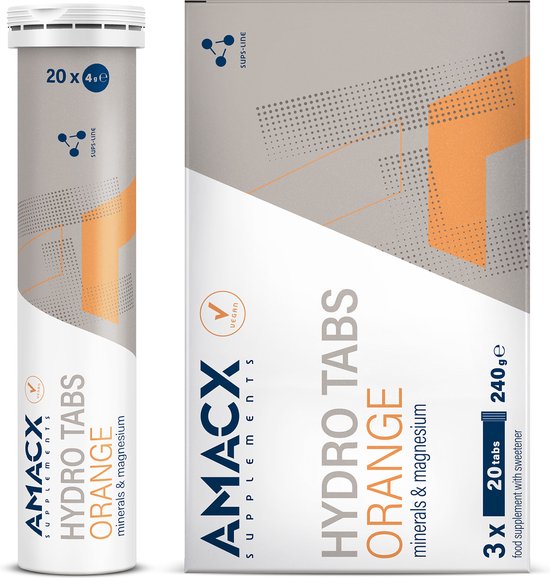 Amacx Hydro Tabs Bruistabletten - Elektrolyten -Elektrolyten Poeder - Orange - 3 pack - 60 tabs