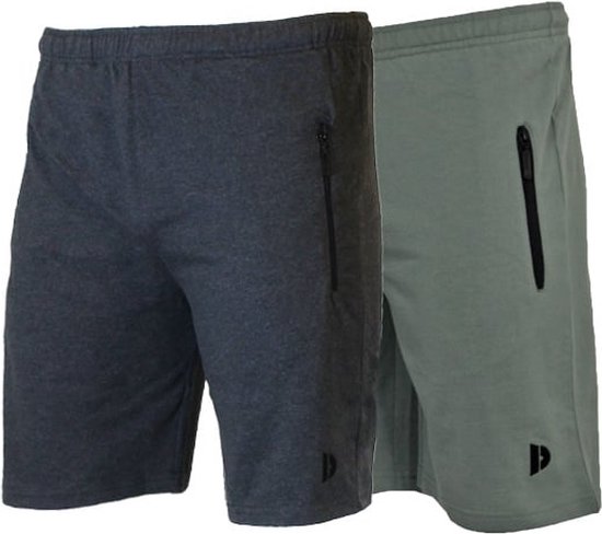 2-Pack Donnay Joggingshort - Sportshort - Heren - Maat S - Charcoal-marl/Jungle green (597)