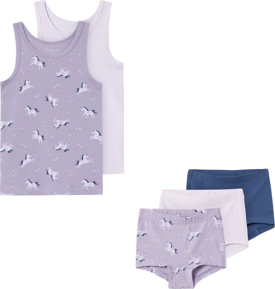 Name it - Ondergoed 2 singlet + 3 boxershorts - Lavendel Unicorn