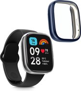 kwmobile 2x hoes geschikt voor Xiaomi Redmi Watch 3 Active hoesje - Cover van silicone - Hoesje voor activity tracker - In transparant / donkerblauw