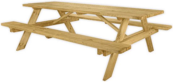 Goedkopepicknicktafels.nl | Picknicktafel Deluxe 240cm | Tuintafel 8 Persoons | Duurzaam Behandelde Tuin Tafel