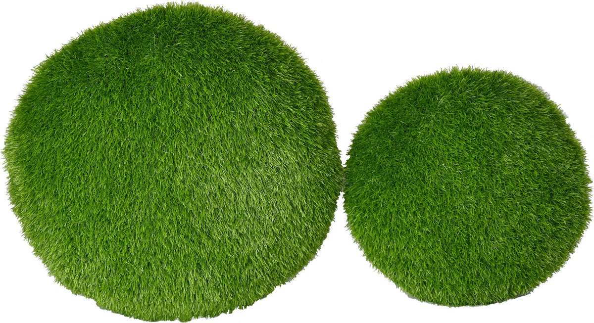 Rond kussen 35 cm-grasfiguur-tuinknuffel-grasdieren-kunstgras-grasfiguur tuindecoratie-