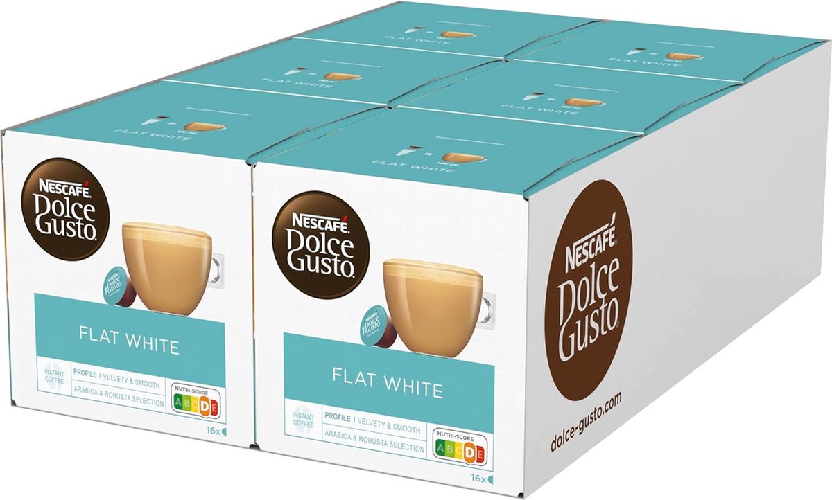 Nescafé Dolce Gusto Flat White capsules - koffie en melk - 6 x16 cups = 96 cups ( 48 kopjes)