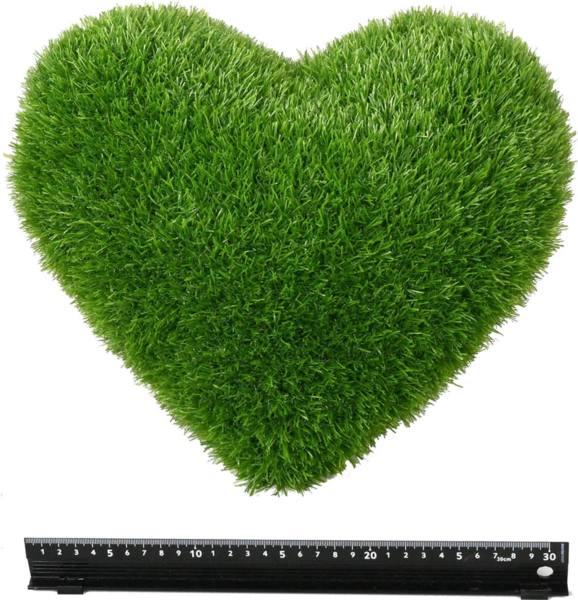Hartvormig kussen 35 cm-grasfiguur-tuinknuffel-grasdieren-kunstgras-grasfiguur tuindecoratie-