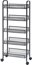 Bol.com Keukentrolley Tromsø met 5 manden 103x44x26 cm zwart aanbieding