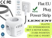 Lencent EU Platte Stekker Wandcontactdoosverlenger met USB