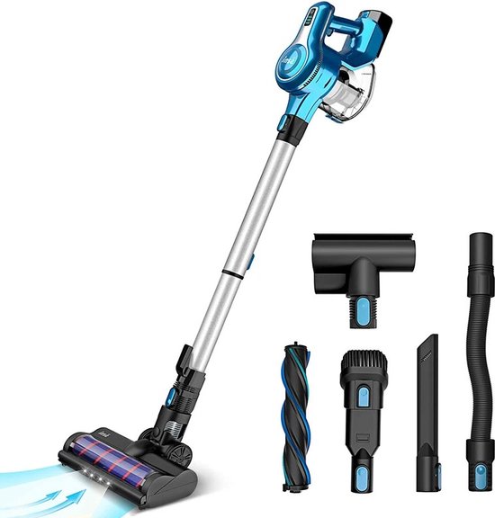 Foto: Handstofzuiger met steel draadloze steelstofzuiger handheld vacuum cleaner afneembare kruimelzuiger kruimeldief best verkocht blauw