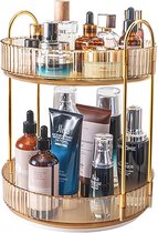 360 graden roterende make-up organizer, draaiende cosmetica organizer, huidverzorgingsorganisator, parfumorganisator, kruidenorganizer, make-upopslag voor dressoir, slaapkamer, badkamer (2 lagen goud)