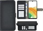 Geschikt voor Samsung Galaxy A05s Hoesje - Bookcase - A05s Hoesje - Pu Leder Wallet Book Case Zwart Cover