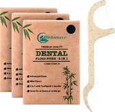 Tandenstokers Eco-Vriendelijk Bamboe Houtskool Tandenstokers met Natuurlijke Munt - 200 Biologisch Afbreekbare Picks