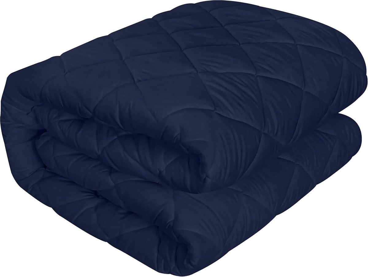 Beddengoed Gewatteerde matrasbeschermer 90 x 200 cm, passende matrastopper, matrashoes met diepe zak, rekbaar tot 30 cm (marineblauw)
