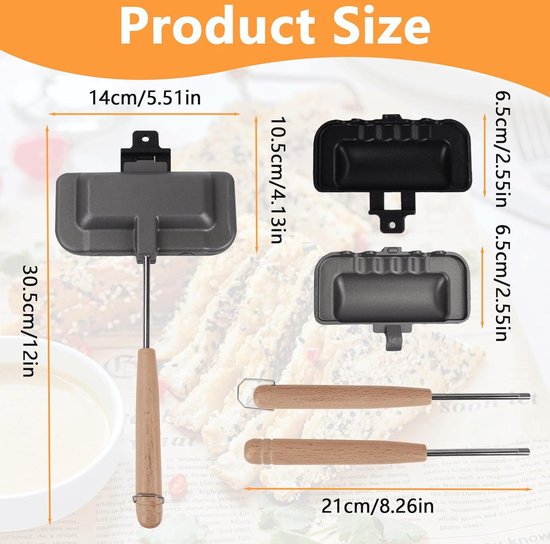 CHICIRIS Taiyaki-pan, anti-aanbakpan, visvorm, wafelcakepan, pannenkoeken, dubbele pan voor gasfornuis, 18 x 14 cm