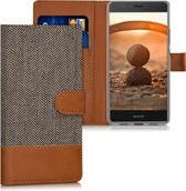 kwmobile telefoonhoesje geschikt voor Huawei P9 Lite - Hoesje met pasjeshouder in lichtgrijs / bruin - Case met portemonnee